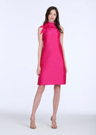 TAFFETA A-LINE DRESS WITH FLOWERS WATERMELON