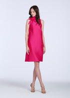TAFFETA A-LINE DRESS WITH FLOWERS WATERMELON
