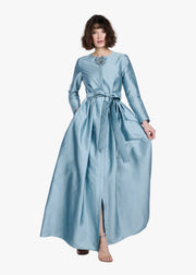 TAFFETA PRINCESS GOWN WITH CRYSTAL BOW LIGHT BLUE