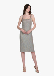 SQUARE NECK CRYSTAL MIDI SHIFT IN DIAMOND