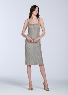 SQUARE NECK CRYSTAL MIDI SHIFT IN DIAMOND