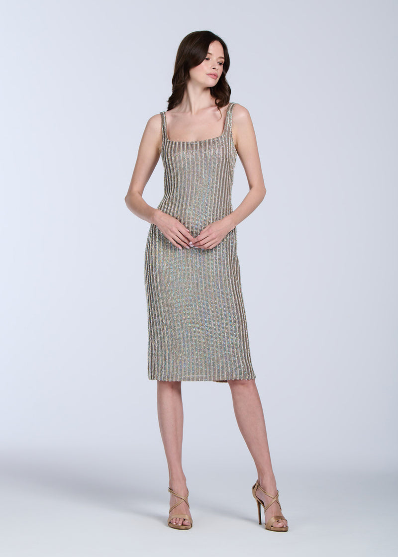 SQUARE NECK CRYSTAL MIDI SHIFT IN DIAMOND