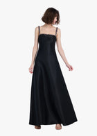 SQUARE NECK BEADED STRAP DUCHESS TWILL GOWN
