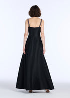 SQUARE NECK BEADED STRAP DUCHESS TWILL GOWN