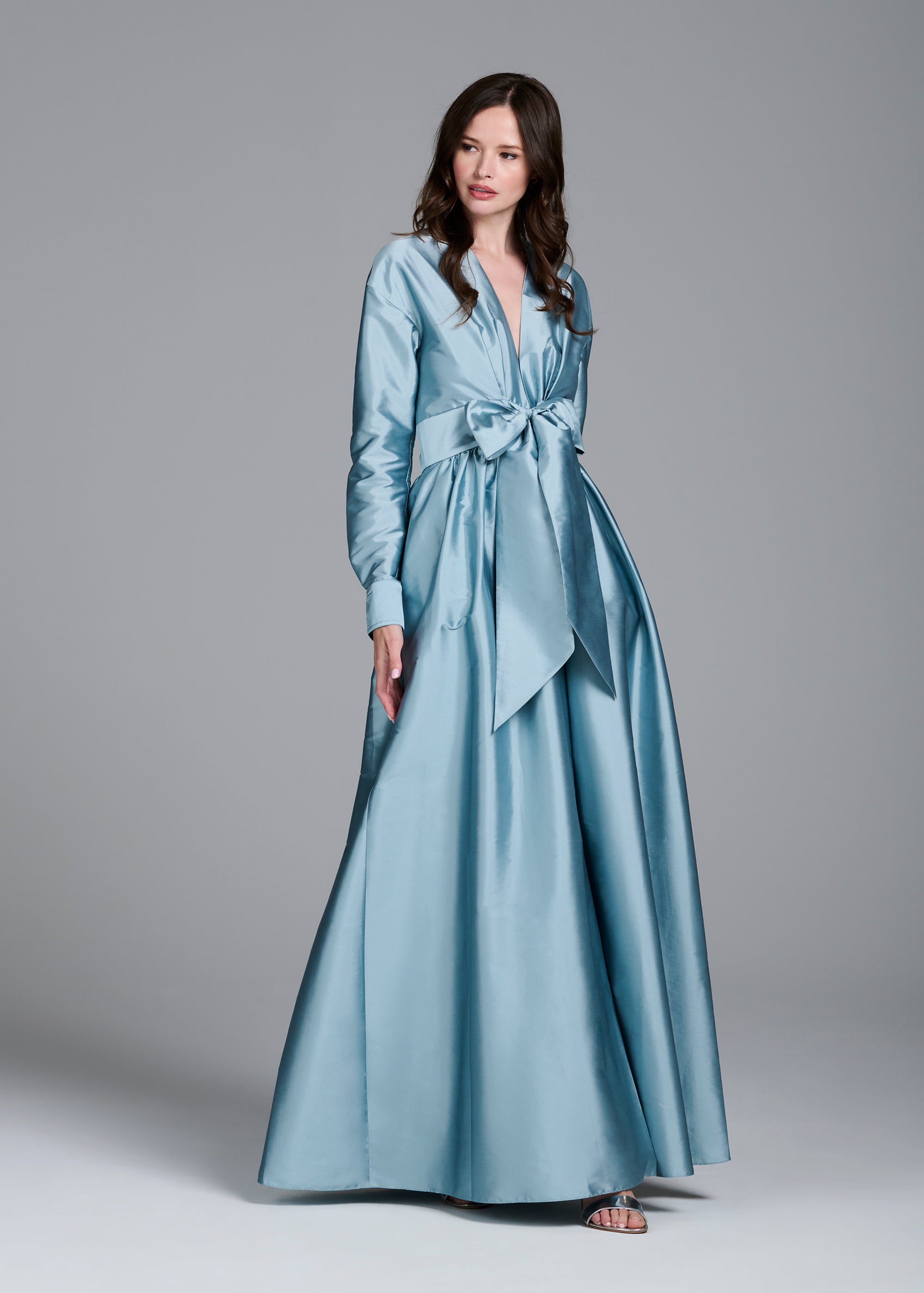 Taffeta Wrap Gown Light Blue - 0 / Light Blue Taffeta Wrap Gown Light Blue - 0 / Light Blue