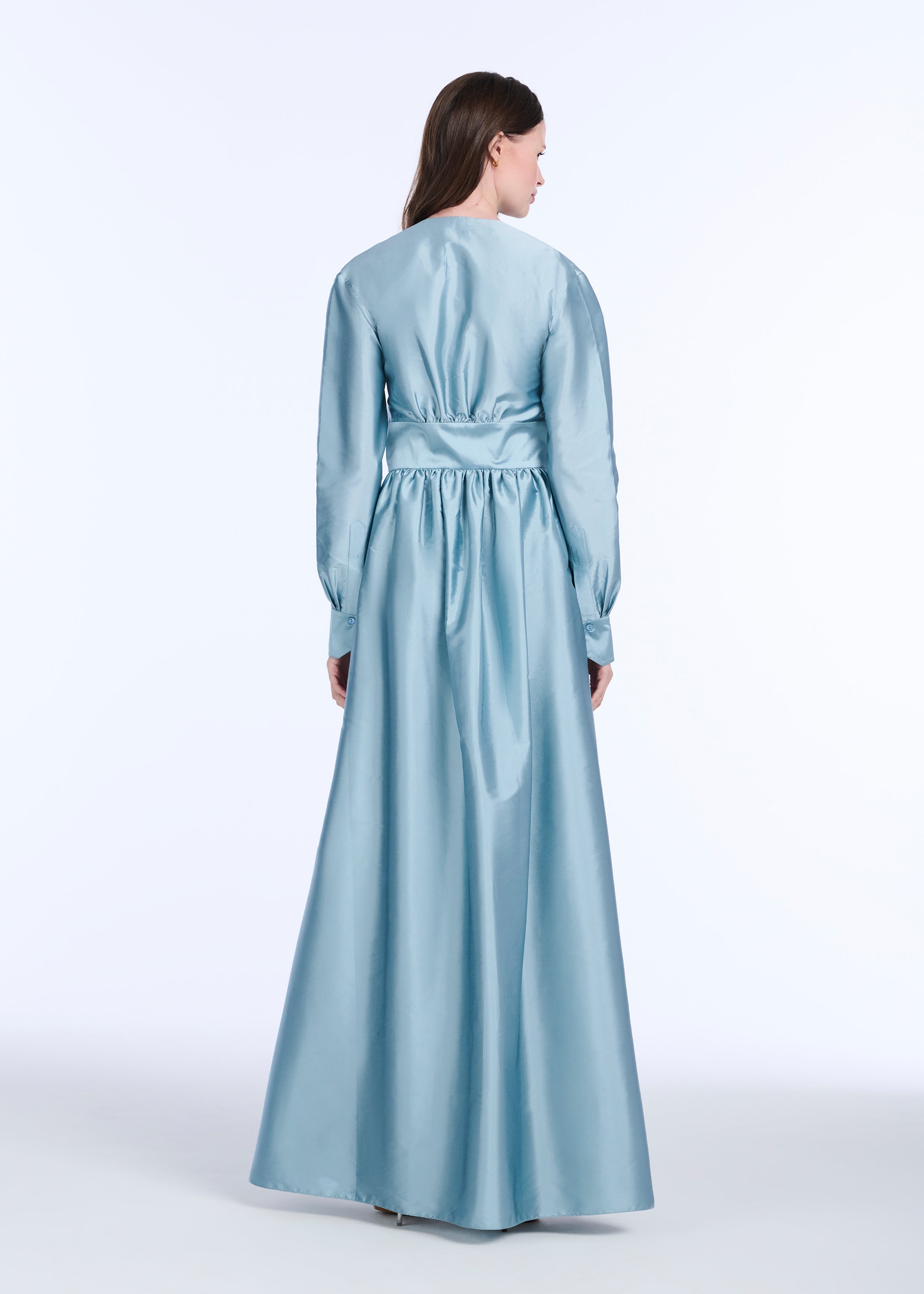 TAFFETA WRAP GOWN OYSTER