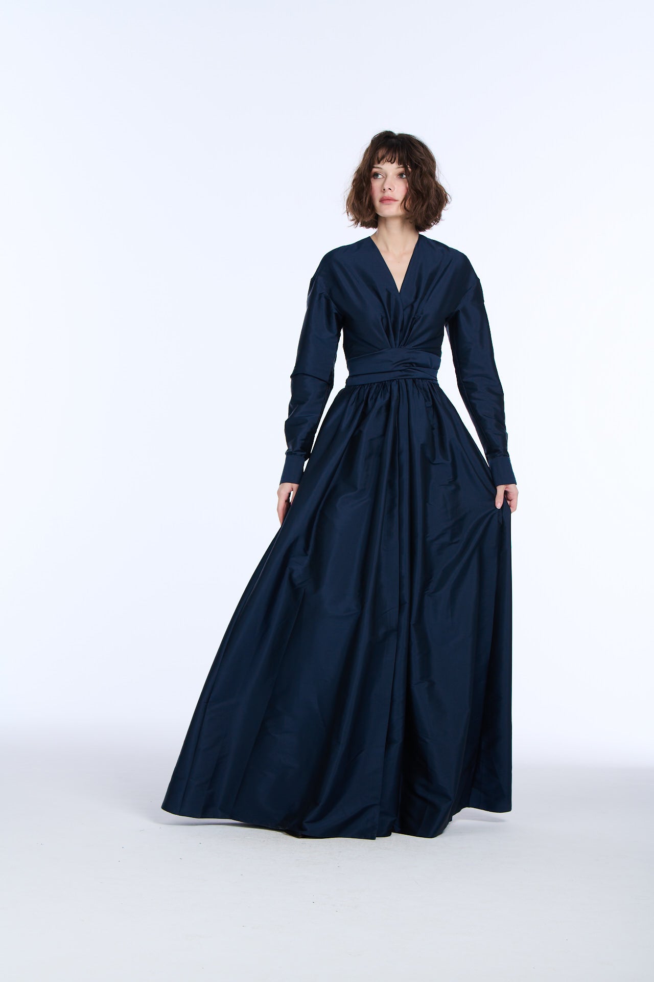 Taffeta Wrap Gown Oyster Taffeta Wrap Gown Oyster