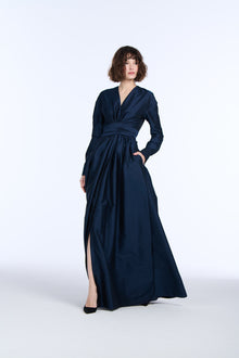 TAFFETA WRAP GOWN LIGHT BLUE