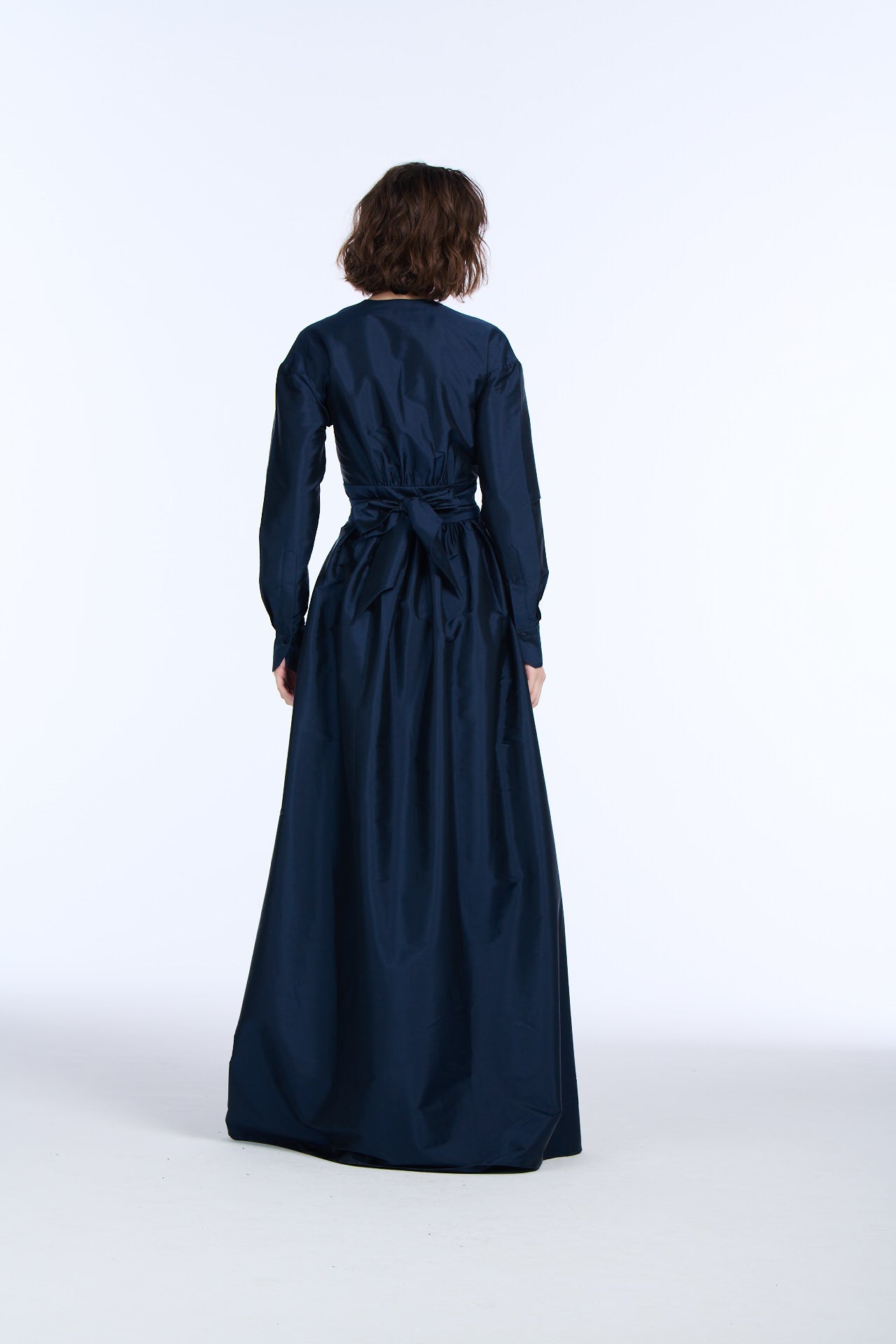 TAFFETA WRAP GOWN LIGHT BLUE