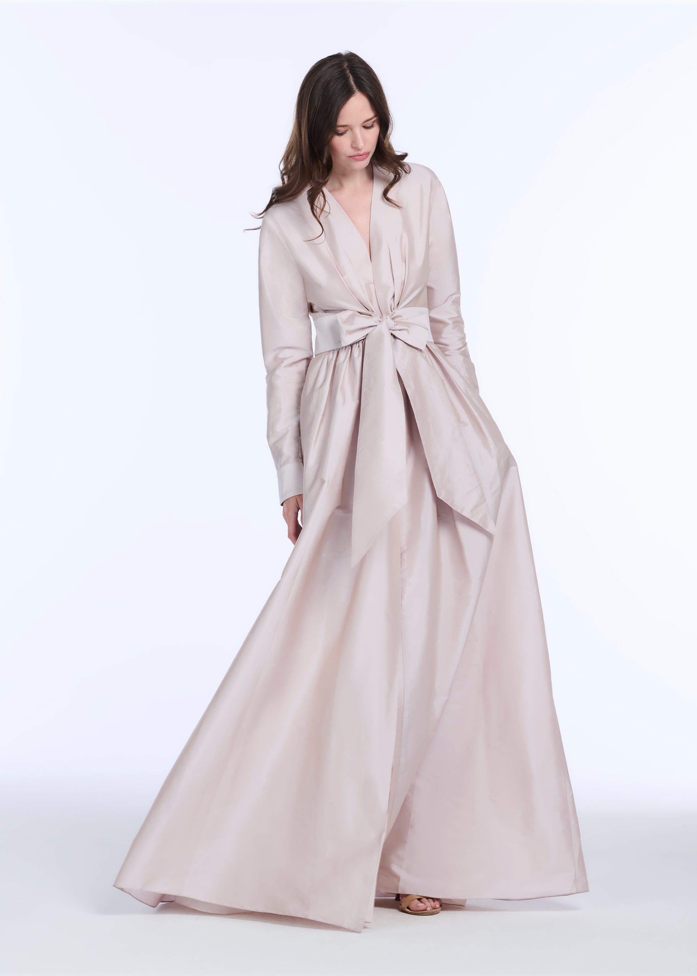 TAFFETA WRAP GOWN LIGHT BLUE