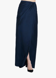 SOFT TAFFETA FAUX WRAP SKIRT NAVY