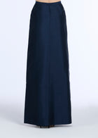 SOFT TAFFETA FAUX WRAP SKIRT NAVY BLACK IVORY