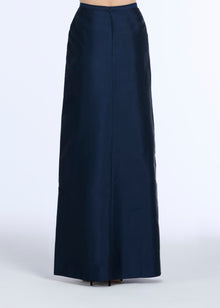SOFT TAFFETA FAUX WRAP SKIRT NAVY BLACK IVORY