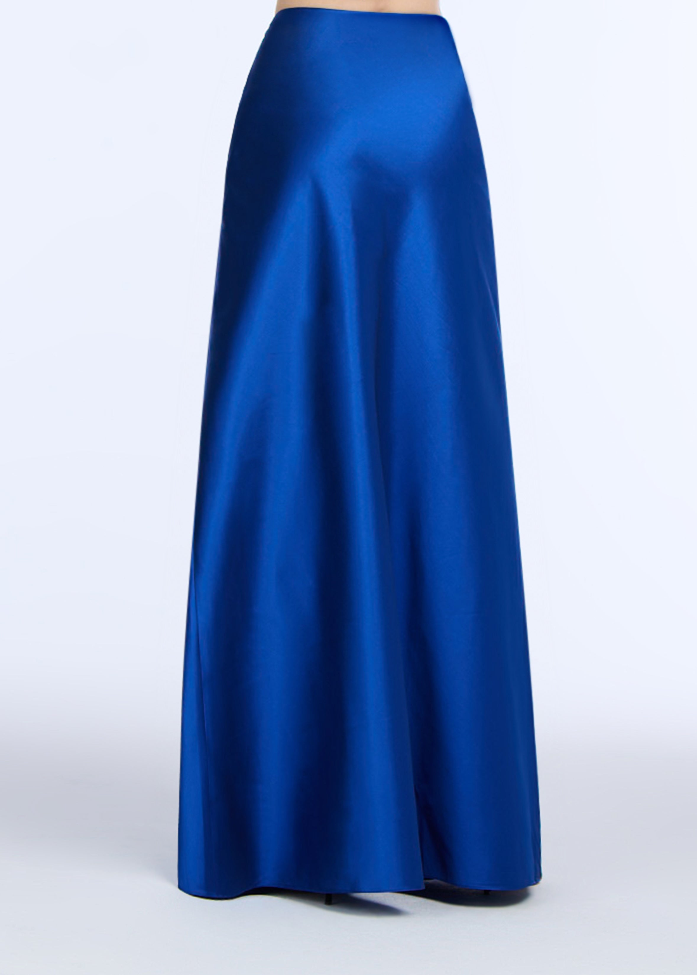 TAFFETA BIAS LONG SKIRT ROYAL | Emily Shalant