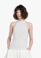 PEARL ENCRUSTED SLEEVELESS MOCK NECK IVORY