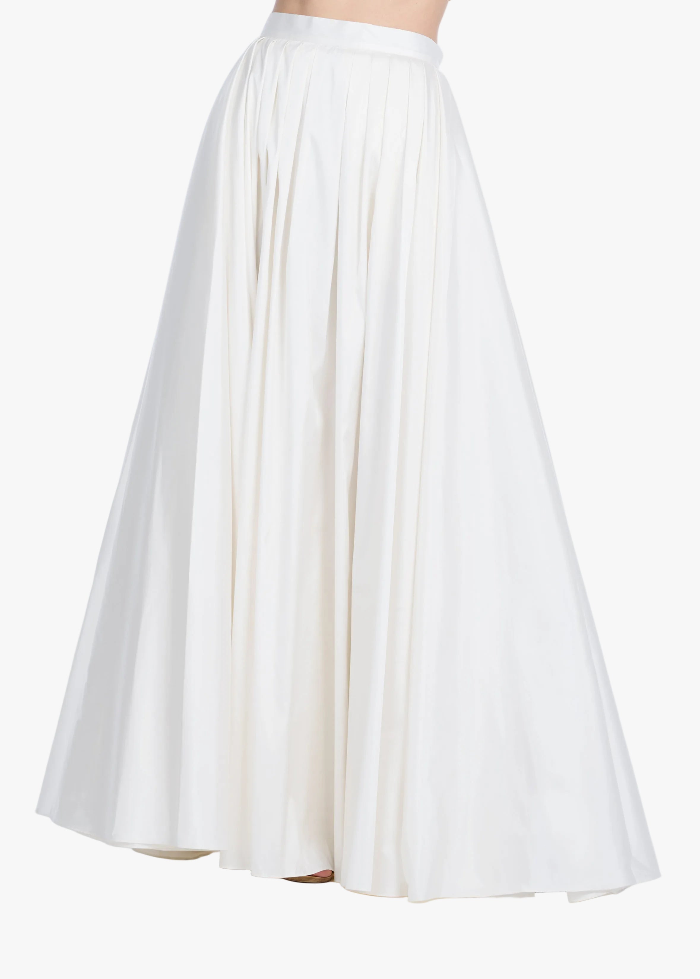 PLEATED SOFT TAFFETA BALLGOWN SKIRT IVORY | Emily Shalant