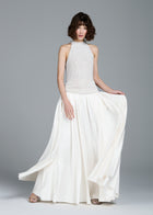 PEARL ENCRUSTED SLEEVELESS MOCK NECK IVORY