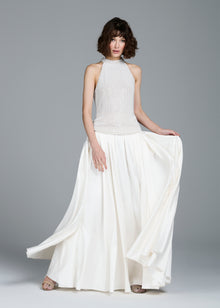 PLEATED SOFT TAFFETA BALLGOWN SKIRT IVORY