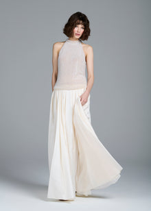 PLEATED SOFT TAFFETA BALLGOWN SKIRT IVORY