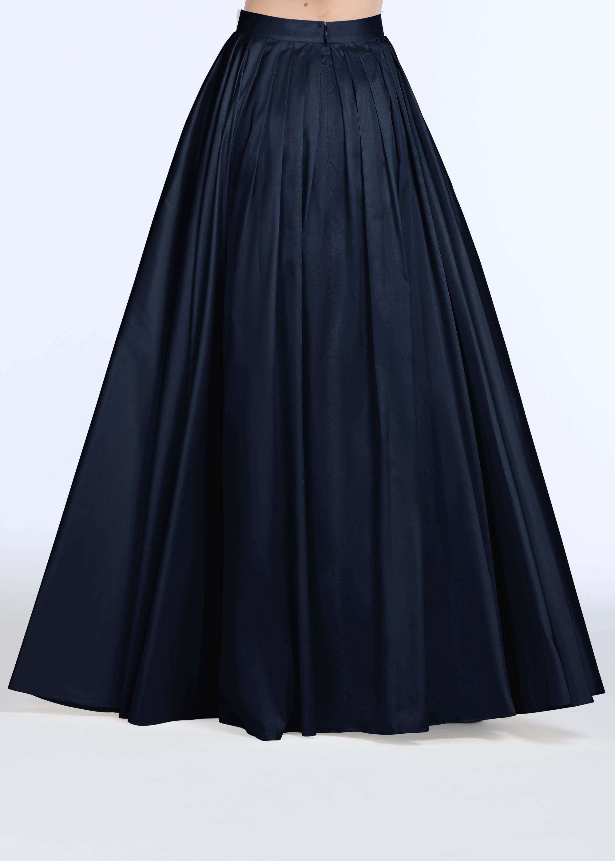SOFT TAFFETA PLEATED BALLGOWN SKIRT NAVY
