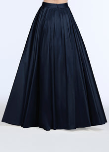 SOFT TAFFETA PLEATED BALLGOWN SKIRT NAVY