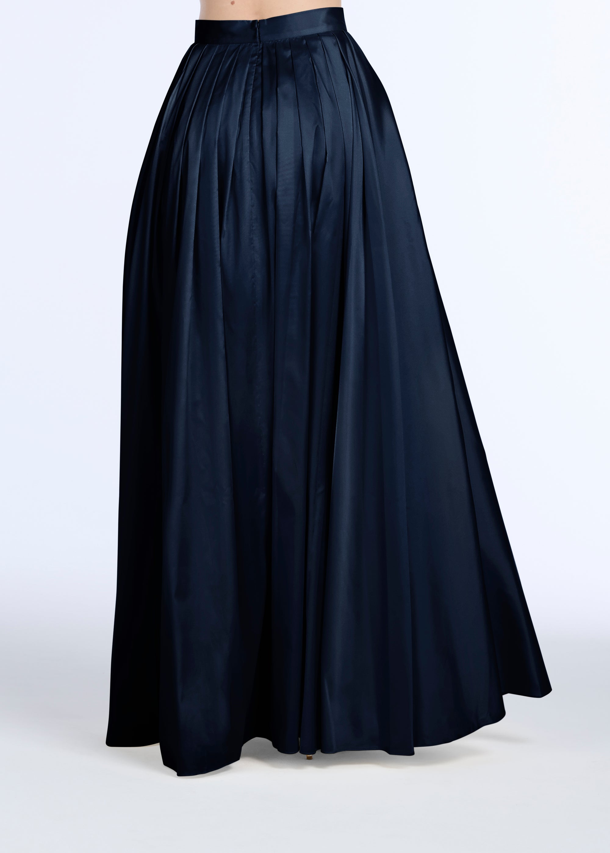 SOFT TAFFETA PLEATED BALLGOWN SKIRT NAVY