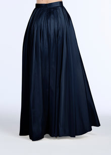 SOFT TAFFETA PLEATED BALLGOWN SKIRT NAVY