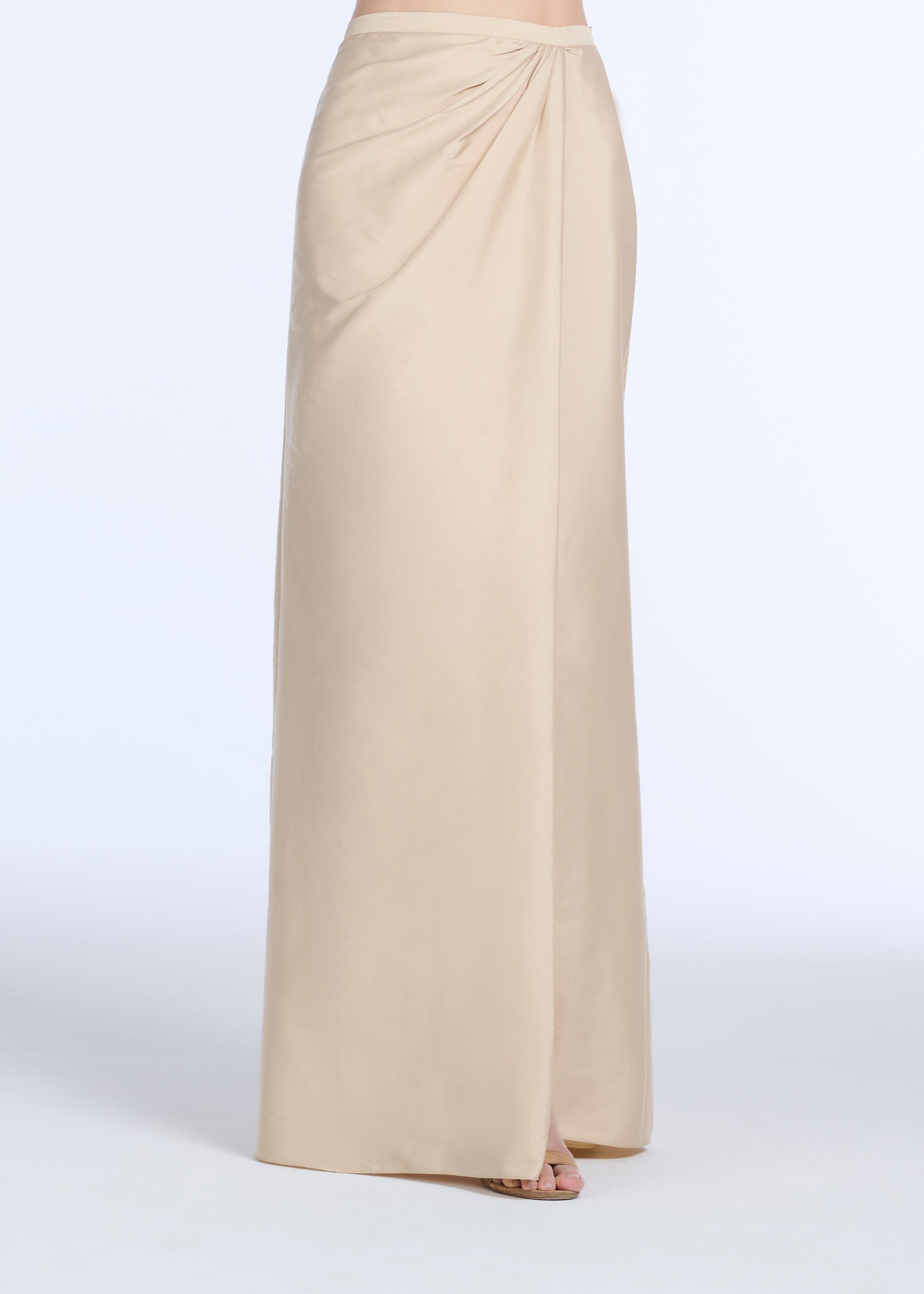 SOFT TAFFETA FAUX WRAP SKIRT CHAMPAGNE Emily Shalant