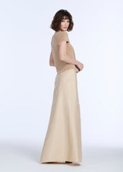TAFFETA BIAS LONG SKIRT CHAMPAGNE