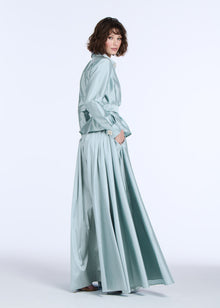 TAFFETA BLOUSE WITH RENAISSANCE PEARL BUTTONS LIGHT BLUE