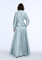 TAFFETA BLOUSE WITH RENAISSANCE PEARL BUTTONS LIGHT BLUE