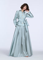 TAFFETA BLOUSE WITH RENAISSANCE PEARL BUTTONS LIGHT BLUE