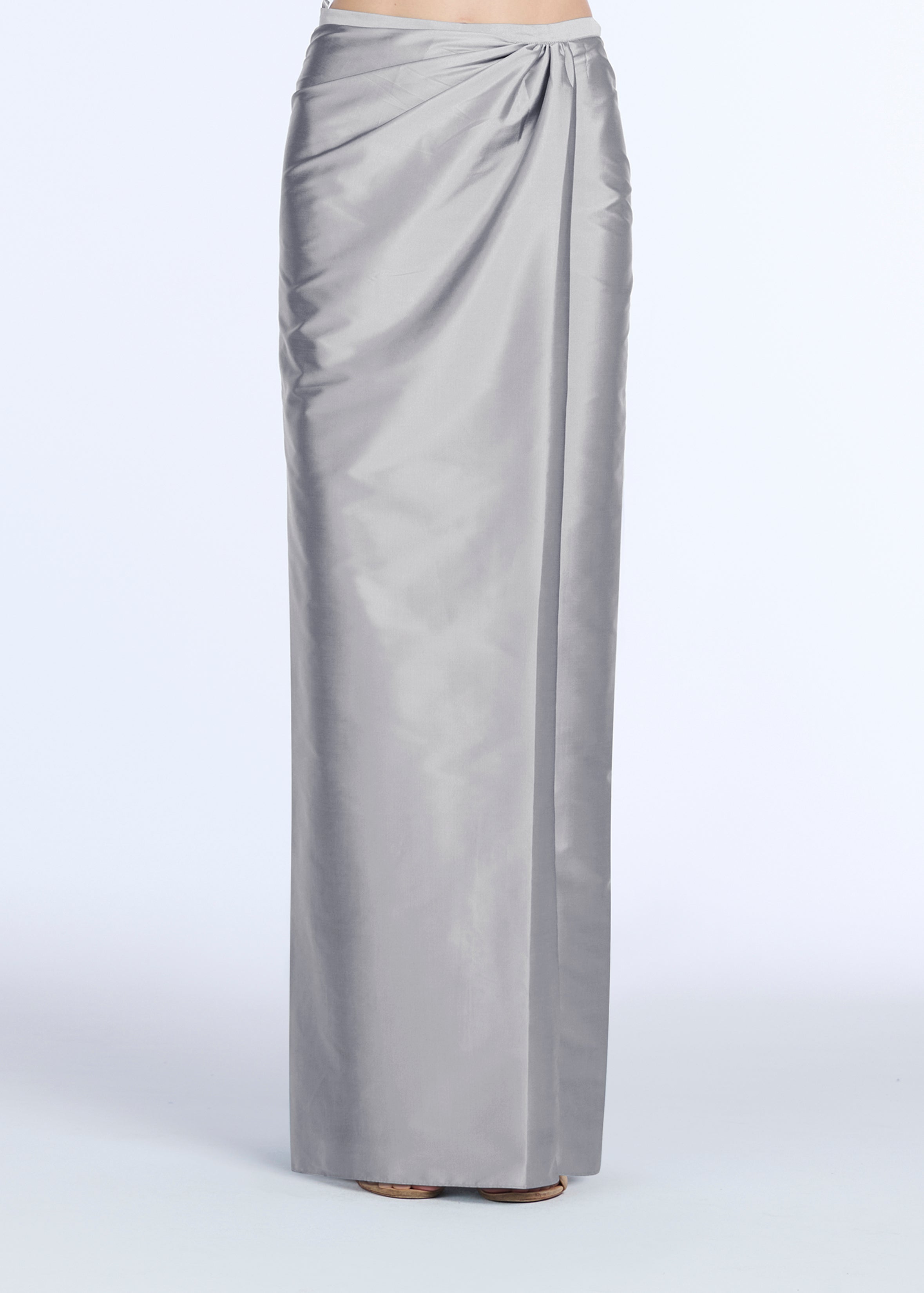 Yoli Silk wrap skirt グレー Soft Taffeta Faux Wrap Skirt Silver | Emily Shalant