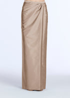 SOFT TAFFETA FAUX WRAP SKIRT SUNTAN