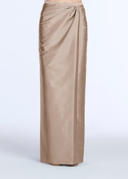 SOFT TAFFETA FAUX WRAP SKIRT SUNTAN