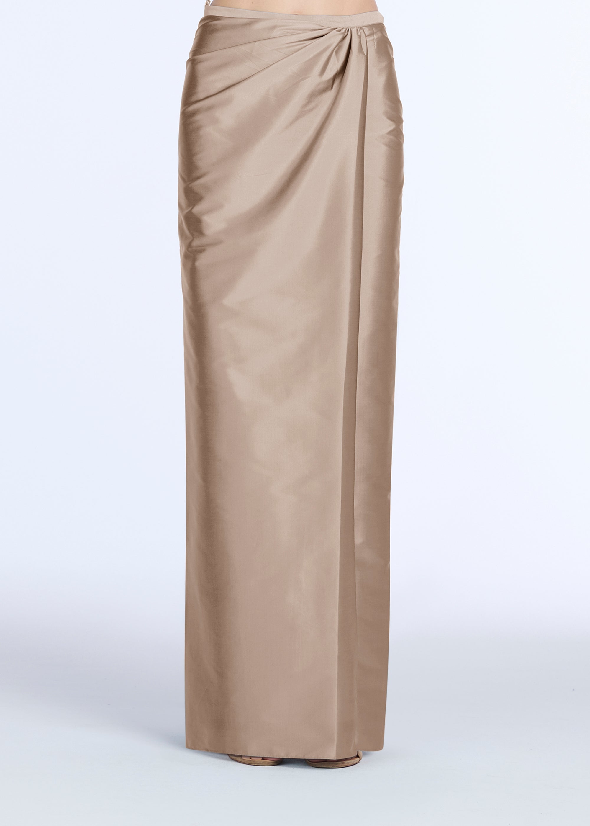 SOFT TAFFETA FAUX WRAP SKIRT SUNTAN