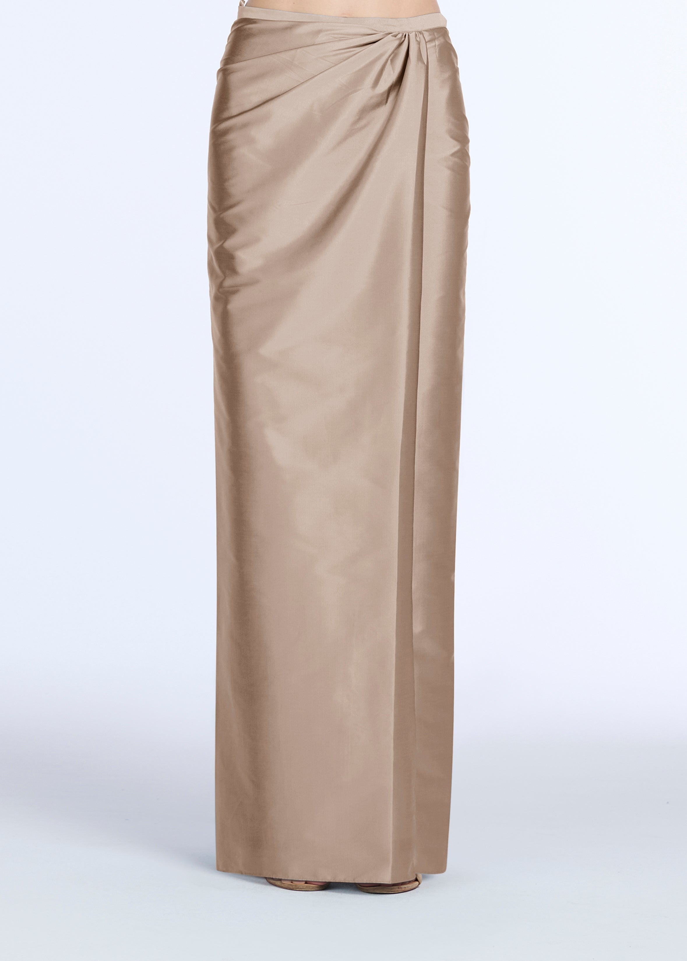 SOFT TAFFETA FAUX WRAP SKIRT SUNTAN