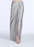 SOFT TAFFETA FAUX WRAP SKIRT IVORY