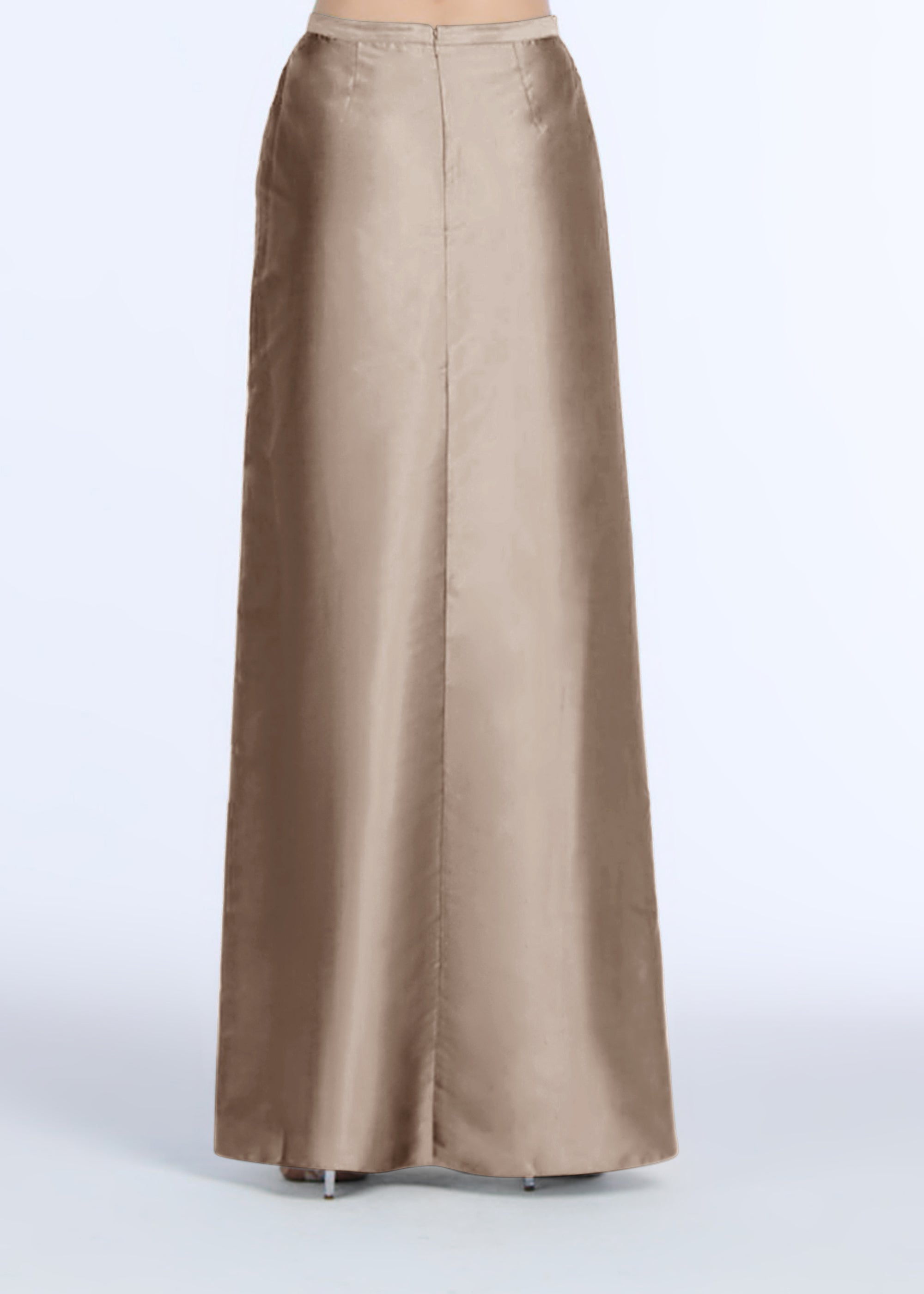 SOFT TAFFETA FAUX WRAP SKIRT SUNTAN