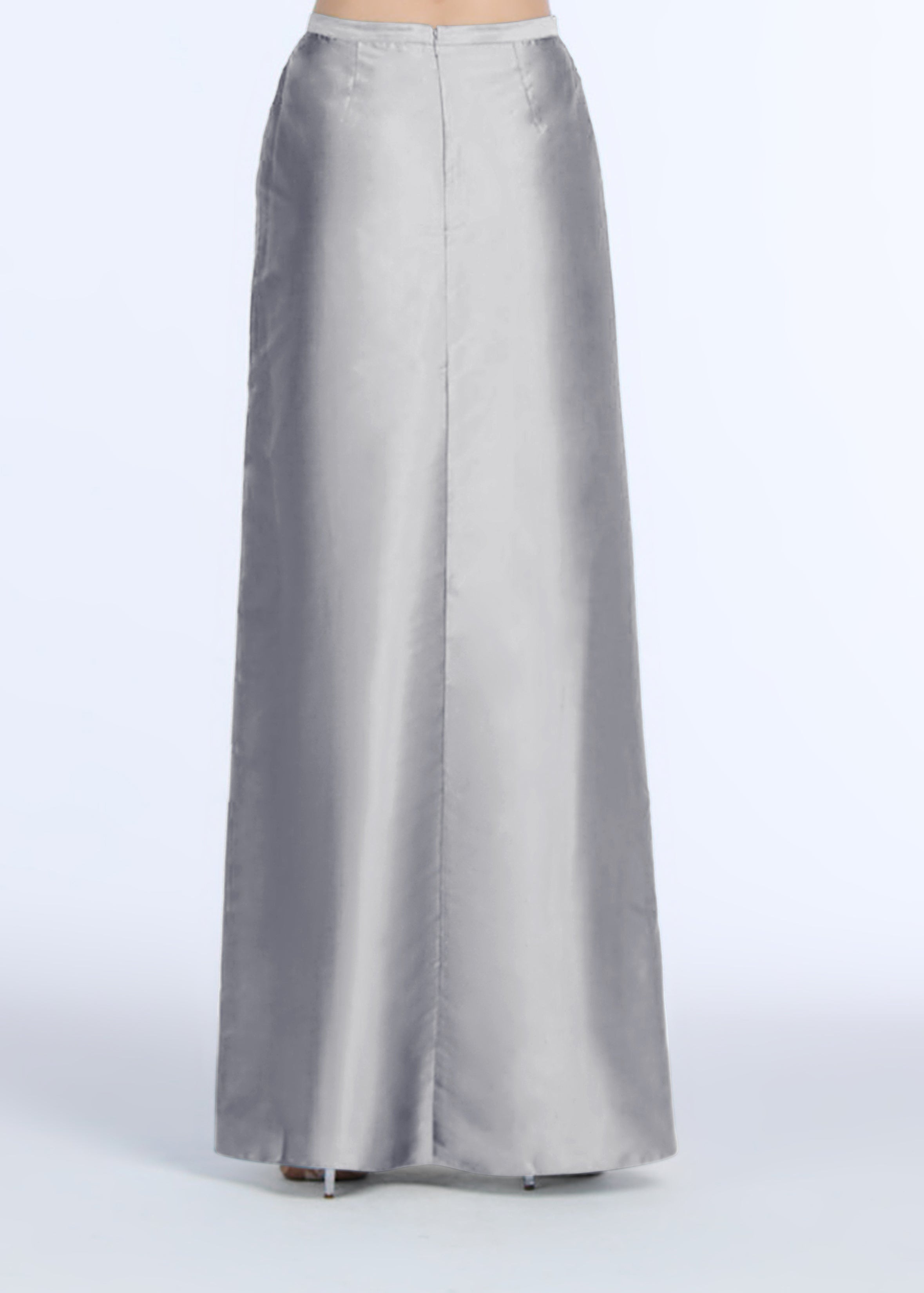 Soft Taffeta Faux Wrap Skirt Silver | Emily Shalant