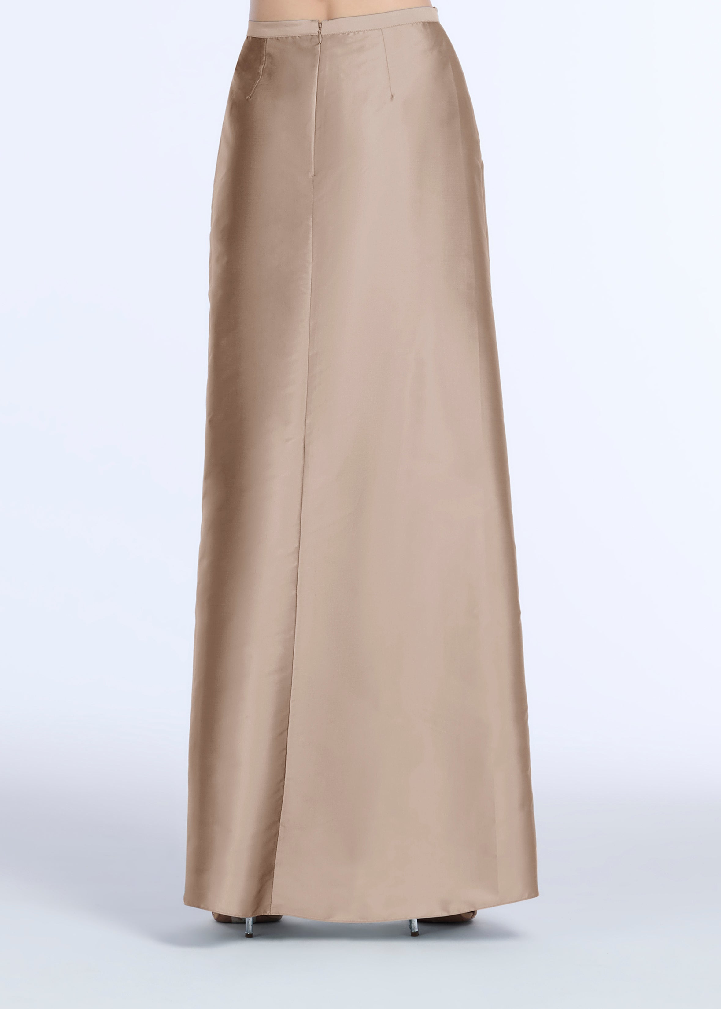 SOFT TAFFETA FAUX WRAP SKIRT SUNTAN