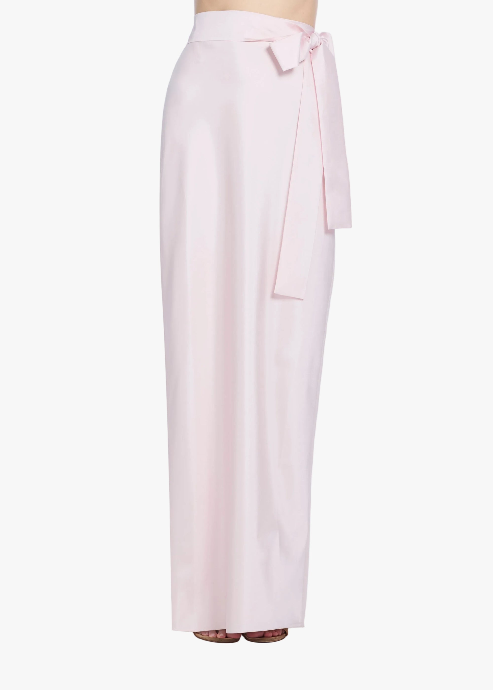 TAFFETA BIAS COLUMN SKIRT WITH SASH BLUSH