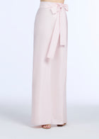 TAFFETA BIAS COLUMN SKIRT WITH SASH BLUSH