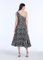 CRYSTAL TRIMMED ONE SHOULDER GRAPHIC PRINT BLOUSE IN BATIK PRINT