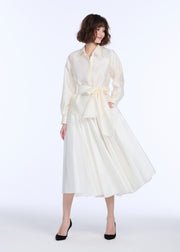 TAFFETA BLOUSE WITH CRYSTAL PEONY IVORY