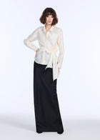 TAFFETA BLOUSE WITH CRYSTAL PEONY IVORY