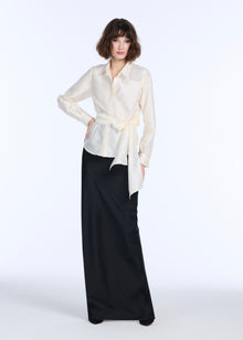 TAFFETA BLOUSE WITH CRYSTAL PEONY IVORY