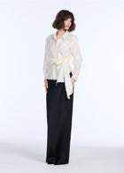 TAFFETA BLOUSE WITH CRYSTAL PEONY IVORY