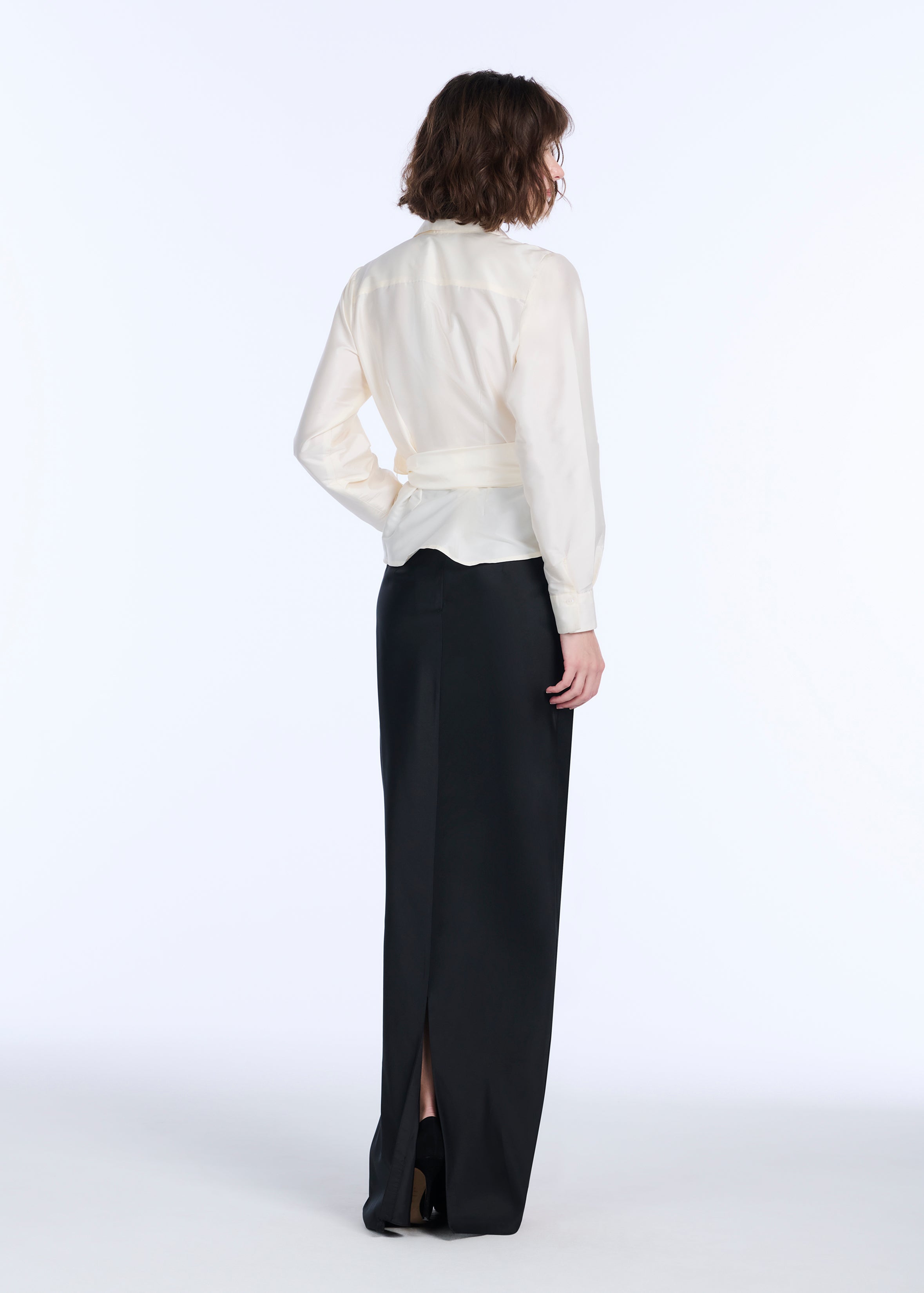 Taffeta Blouse With Crystal Peony Ivory | Emily Shalant