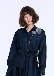 TAFFETA BLOUSE WITH CRYSTAL PEONY IVORY